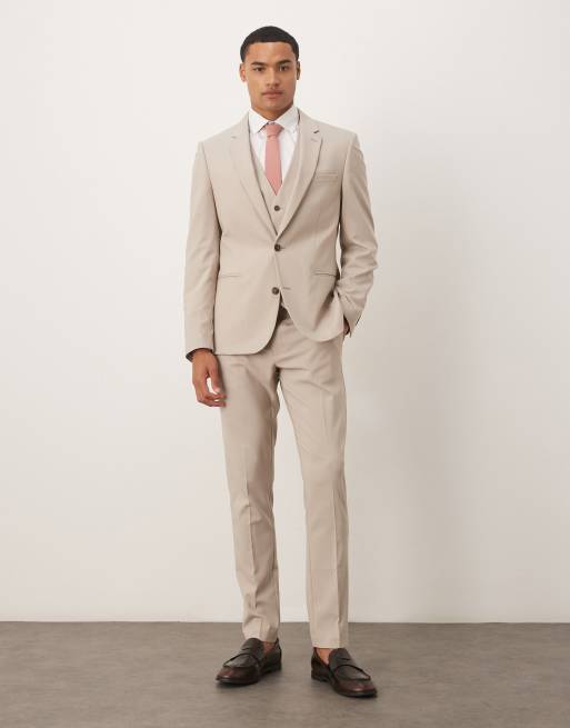 Traje color crudo entallado de ASOS DESIGN