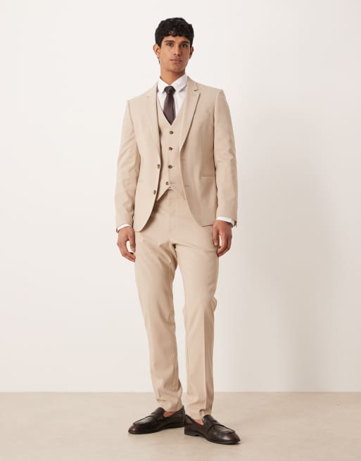 Traje color piedra claro entallado de ASOS DESIGN