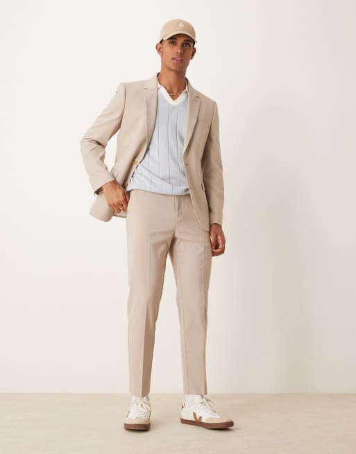 Traje color piedra de corte slim de ASOS DESIGN