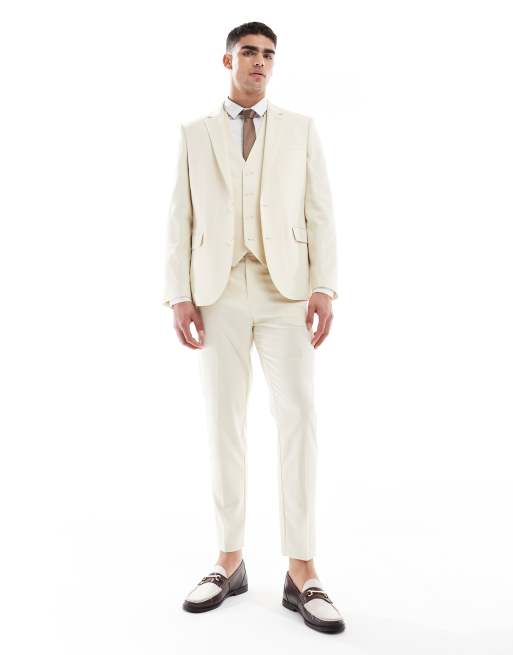 Traje color piedra de corte tapered de ASOS DESIGN