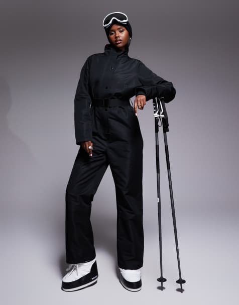 Traje de esquí negro con botones delanteros de Threadbare Ski - view 1