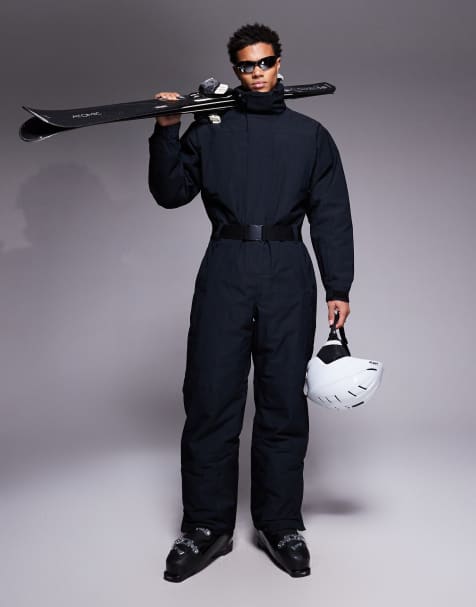 Traje de esquí negro hidrófugo de corte recto con cinturón Ski de ASOS 4505 - view 1