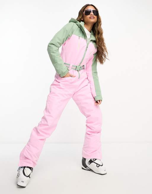 Traje de esquí rosa y verde con diseño color block Showy de Protest