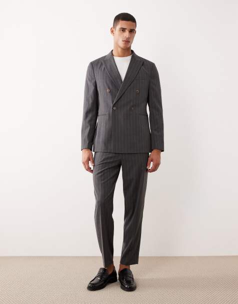 Traje gris carbón holgado con raya diplomática de ASOS DESIGN - view 1