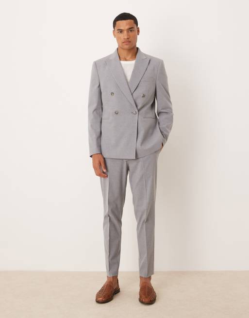 Traje gris de corte slim con doble botonadura de ASOS DESIGN