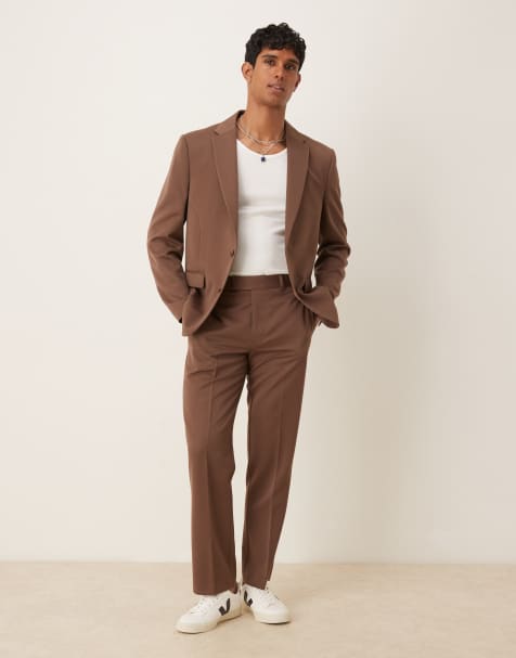 Traje marrón holgado con detalle de costura francesa de ASOS DESIGN - view 1