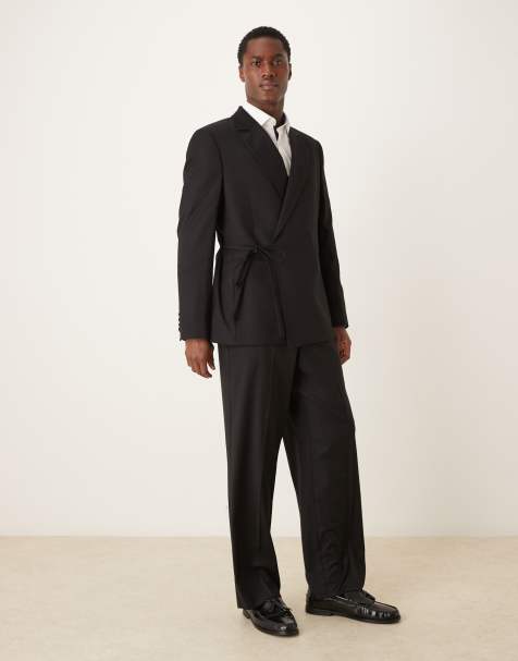 Traje negro de corte estándar con patrón entretejido de cuadros dameros de ASOS DESIGN - view 1