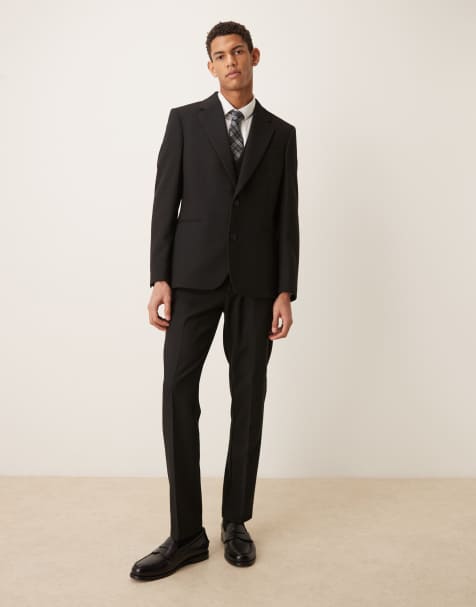 Traje negro de corte slim de tejido con lana de ASOS DESIGN - view 1