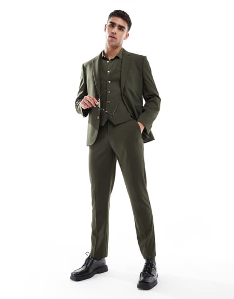 Traje verde oliva de corte slim de ASOS DESIGN - view 1