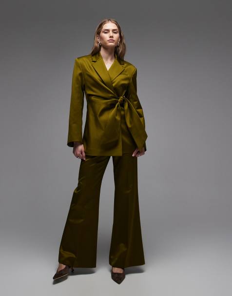 Traje verde oliva de satén de & Other Stories - view 1