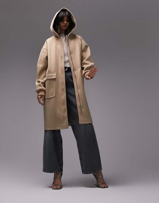 Trenca larga color camel con dise o minimalista de Topshop ASOS