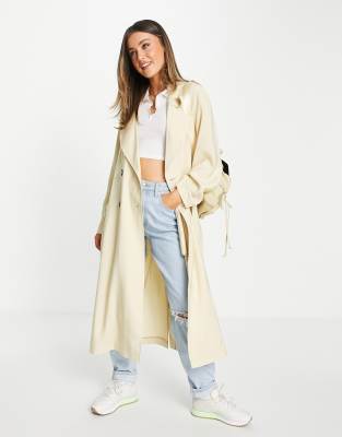Куртки и пальто Тренч в стиле oversized кремового цвета ASOS DESIGN-Белый