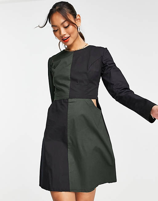 Dresses Trendyol 60s checkerboard mini dress with cutout waist 