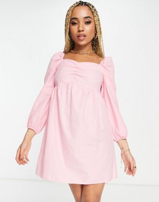 Trendyol babydoll mini dress in baby pink