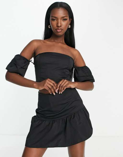 Trendyol bandeau and skirt co-ord set in black | ASOS