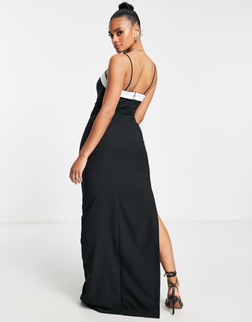 Black dress with store white trim