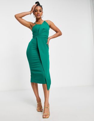 TRENDYOL Trendyol bust detail midi dress in bottle green