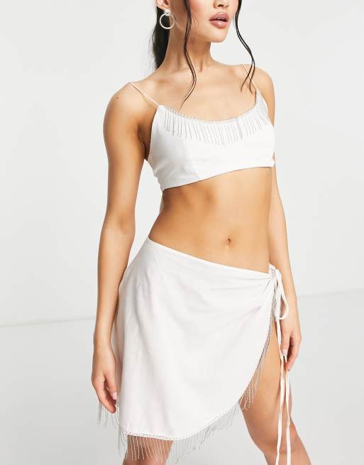 White wrap skirt set sale