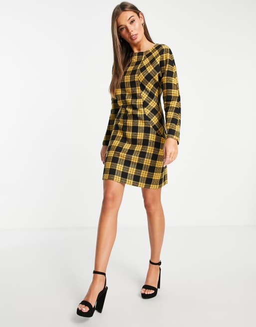 Trendyol checked mini dress in mustard ASOS