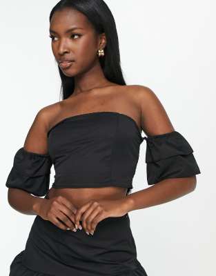 Trendyol - Completo nero con top a fascia e gonna in coordinato  donna Nero - immagine3