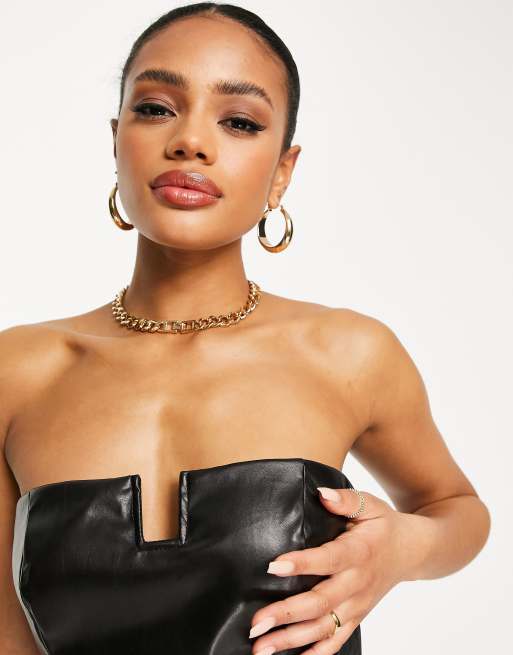 Trendyol cropped bandeau in black PU, 3 of 4