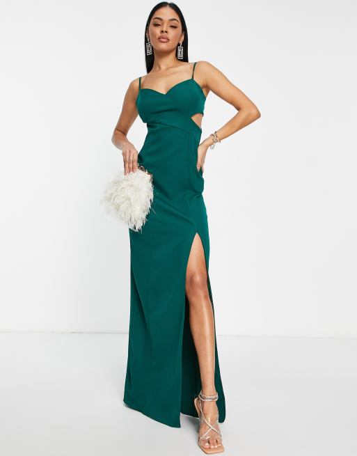 Green split shop maxi dress