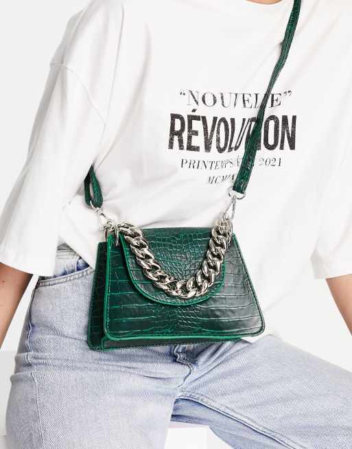 Green faux croc bag store