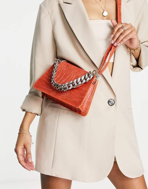 Trendyol faux croc bag in orange ASOS