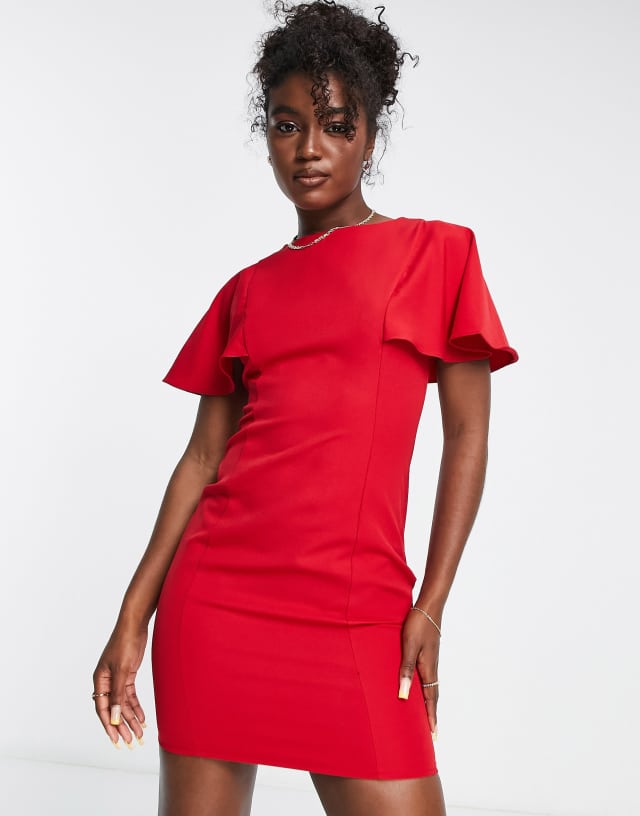 Trendyol flutter sleeve mini dress in red