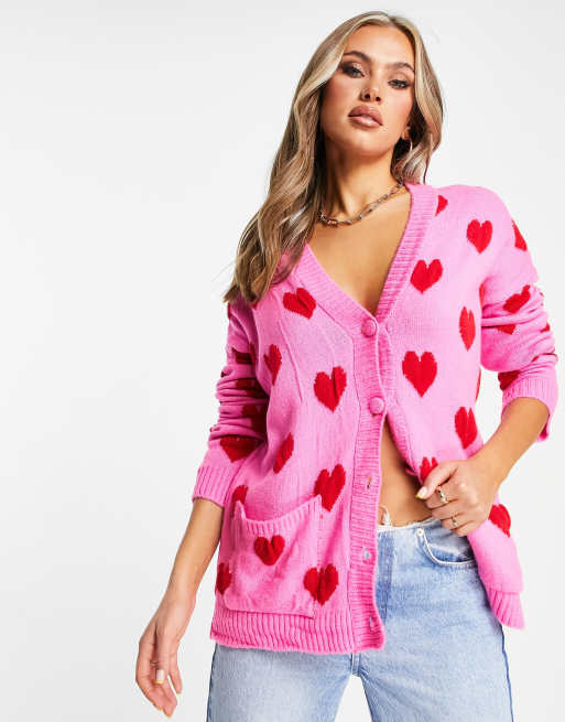 Trendyol heart cardigan in pink