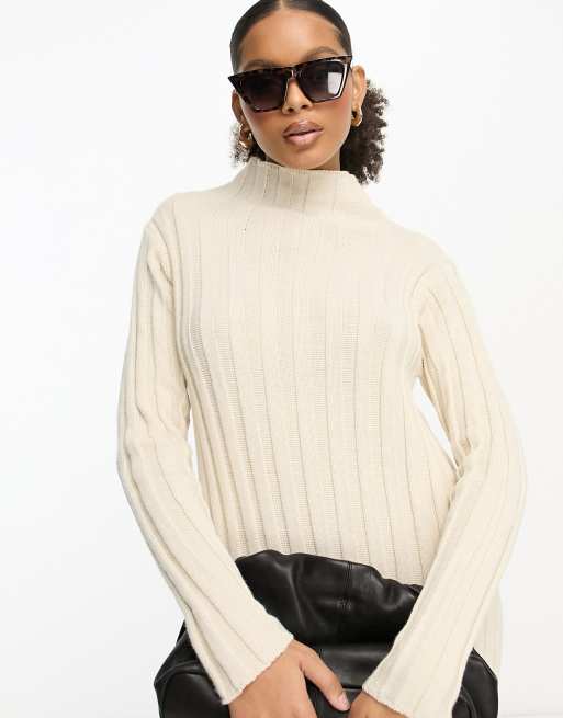 Trendyol high neck ribbed maxi dress in cream, 2 of 4