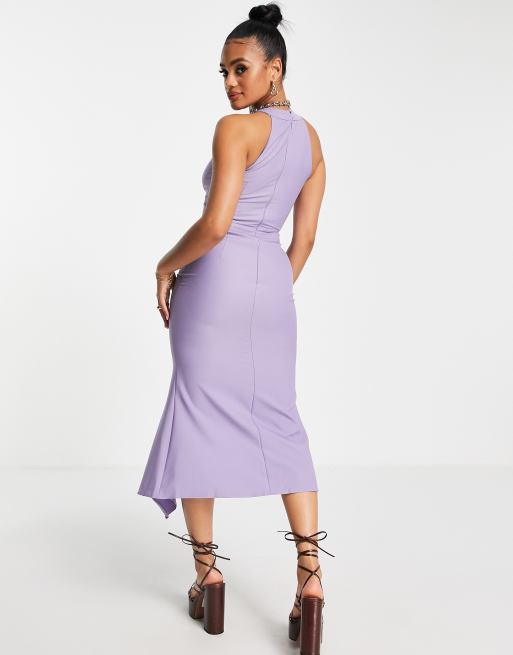 Trendyol high neck ruffle midi dress in lilac