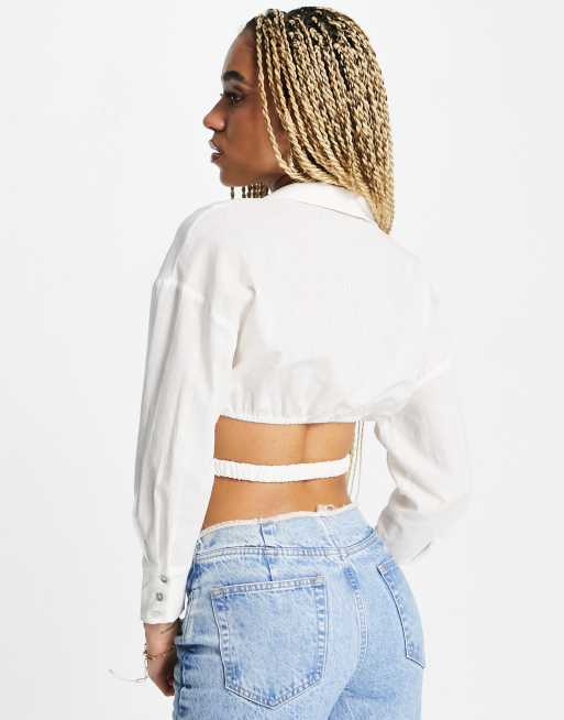 Chemise blanche crop top sale