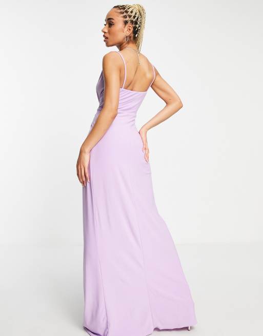 Lilac Straight Neck Maxi Dress