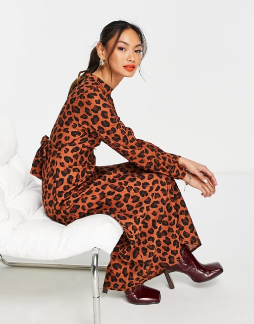 Trendyol Lange jurk in bruine dierenprint
