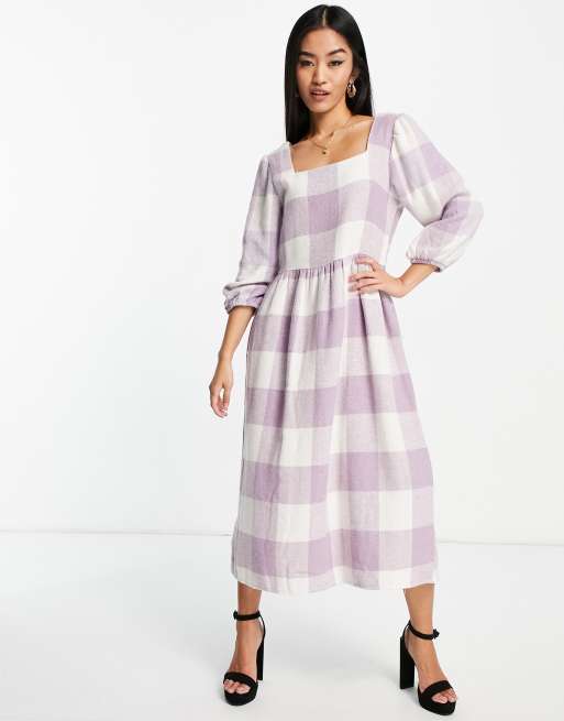 Trendyol large checked midi dress in lilac | ASOS