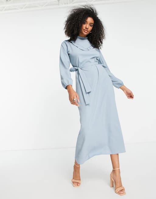 Trendyol large collar dress in blue | ASOS