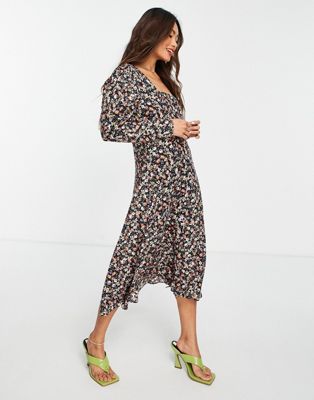 Trendyol long sleeve midi dress in ditsy floral print   - ASOS Price Checker