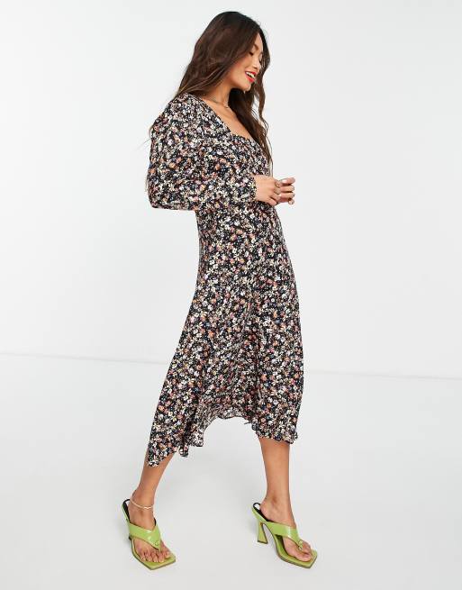 Trendyol long sleeve midi dress in ditsy floral print | ASOS