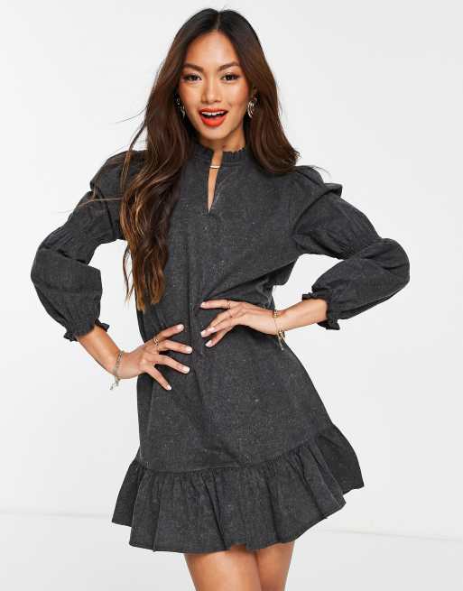 Trendyol long sleeve mini dress in black | ASOS