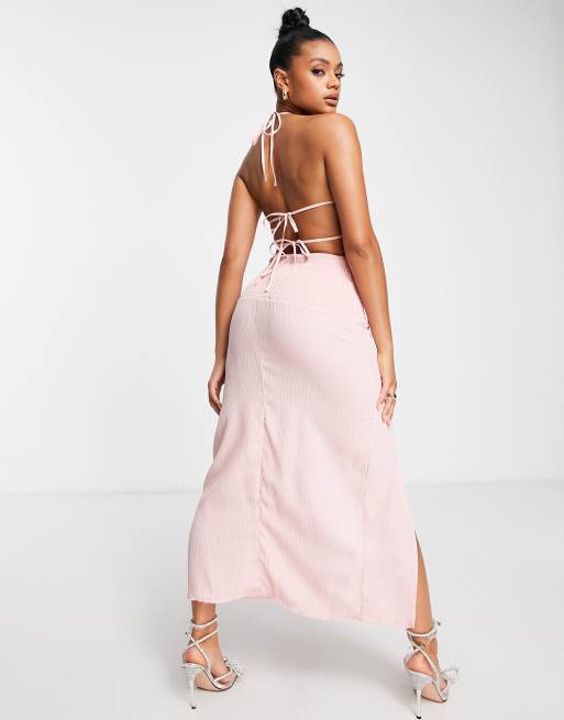 Baby pink 2025 backless dress