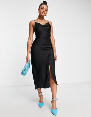 midi black cami dress