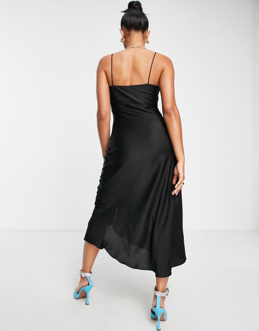 Trendyol midi cami dress in black satin