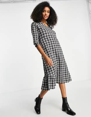 Trendyol midi smock dress in grey check