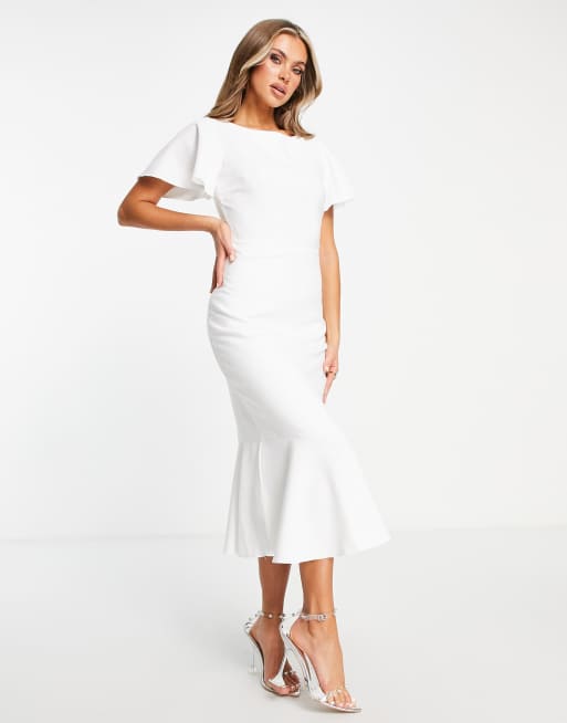 White midi shop smock dress