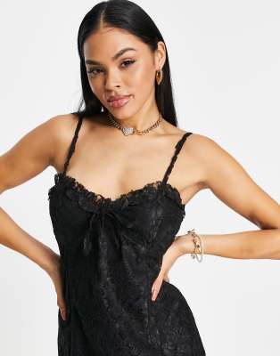 black lace camisole dress