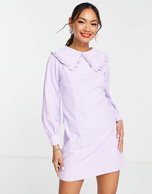  Trendyol mini dress with collar in lilac 