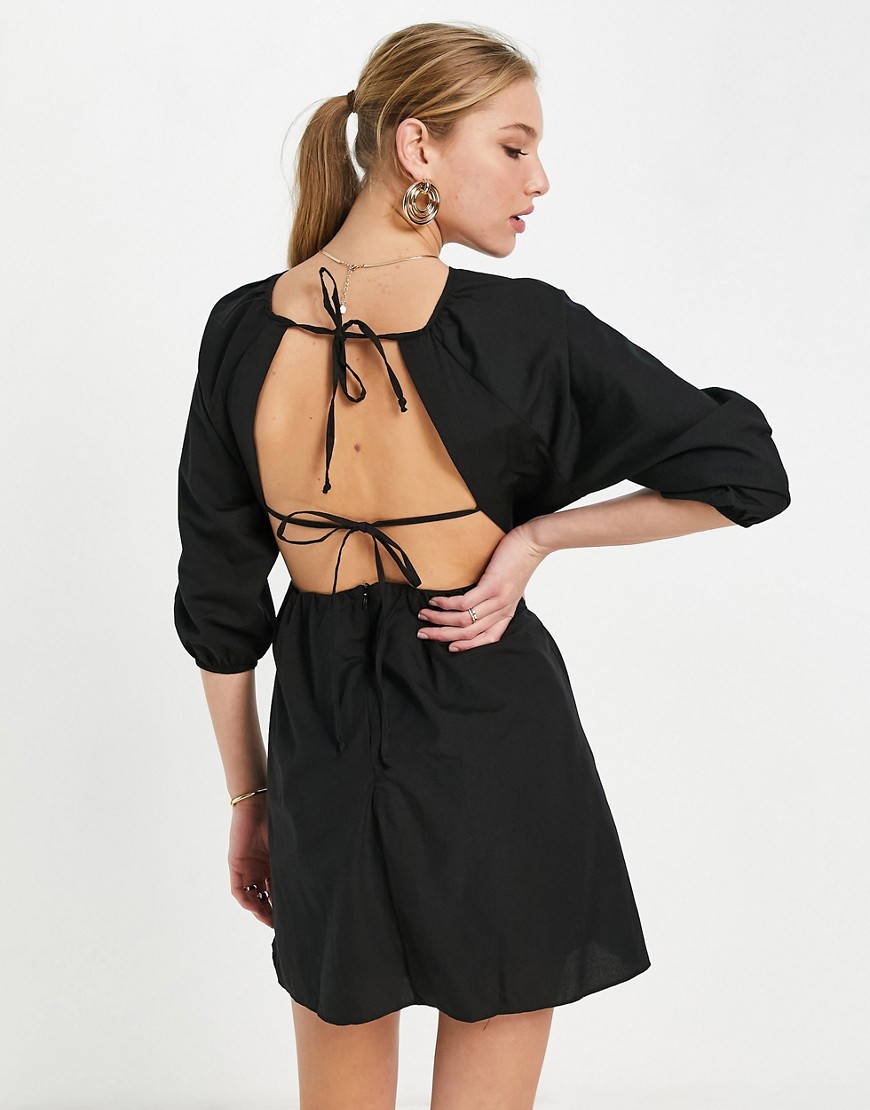 Trendyol mini dress with cutout back detail in black