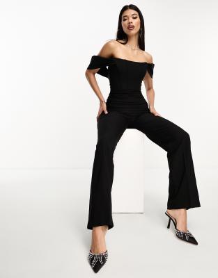 Trendyol off shoulder jumpsuit in black - ASOS Price Checker