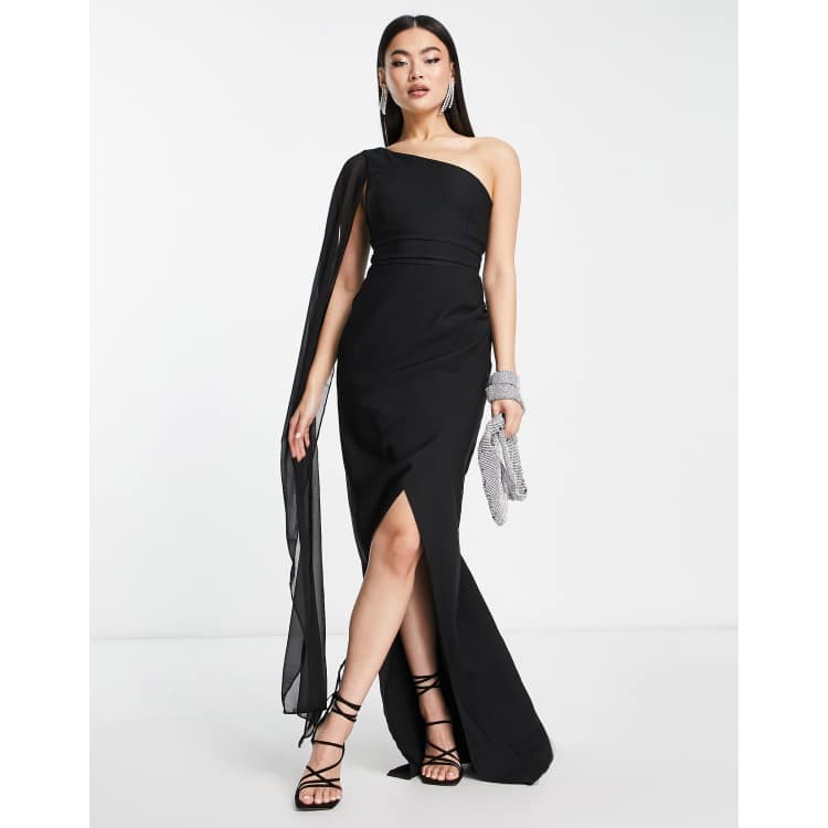 スーツ・フォーマル・ドレス ANDRESD drape dress BLACK Azazie Oksana Black A-Line V-Neck Pleated Chiffon Dress | Azazie